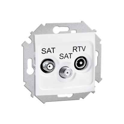 Gniazdo antenowe SAT-SAT-RTV satelitarne podwójne tłum.:1dB biały