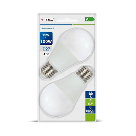 Żarówka LED V-TAC 15W E27 A60 (Blister 2szt) VT-2117-B 6400K 1500lm