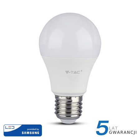 Żarówka LED V-TAC SAMSUNG CHIP 9W E27 A60 VT-210 3000K 806lm 5 Lat Gwarancji