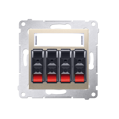 Gniazdo głośnikowe 4-krotne z polem opisowym złoty mat, metalizowany