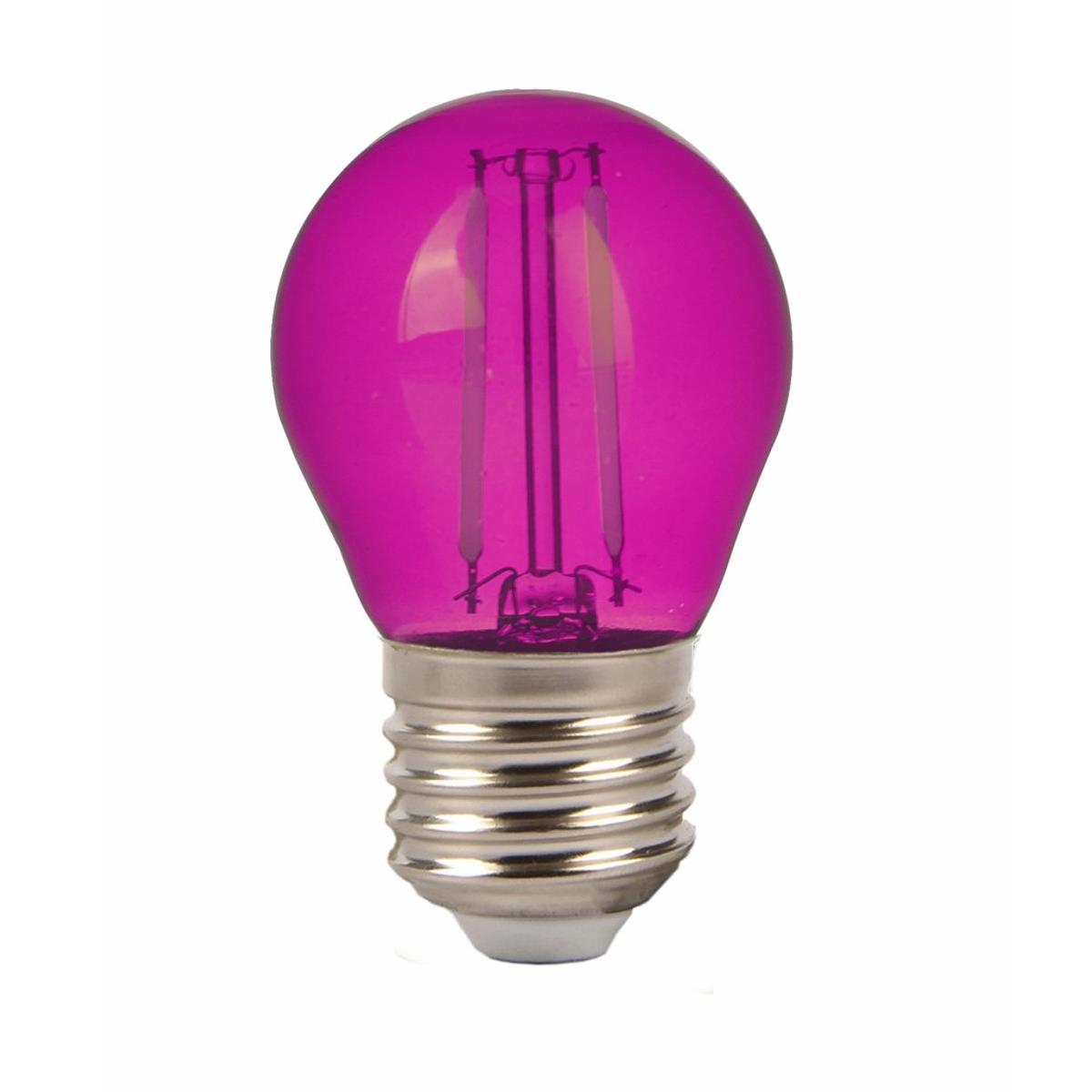 Żarówka LED V-TAC 2W Filament E27 Kulka G45 VT-2132 Kolor Różowy 60lm