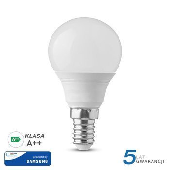 Żarówka LED V-TAC SAMSUNG CHIP 4.5W E14 Kulka P45 VT-225 3000K 470lm 5 Lat Gwarancji