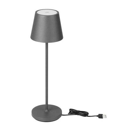 Lampka Biurkowa Nocna V-TAC 2W LED Ładowanie Ściemnianie IP54 Szara VT-7522 3000K 200lm