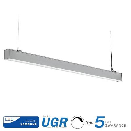 Oprawa V-TAC LED Linear SAMSUNG CHIP 40W Natynk/Zwieszana Do łączenia Srebrna 0-10V 120cm VT-7-43 4000K 3400lm 5 Lat Gwarancji