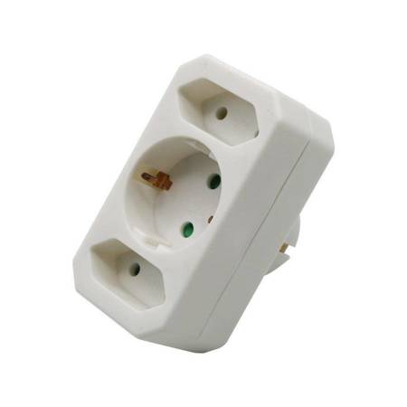 Rozgałęźnik 2 wtyczki płaskie 2.5A i 1 gniazdo 16A White V-TAC VT-1053