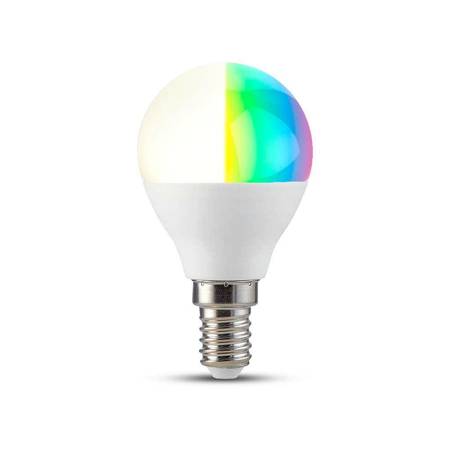 Żarówka LED WiFi V-TAC 4.5W E14 Kulka P45 SMART Amazon Alexa Google Home VT-5154 RGB+2700K-6400K 300lm